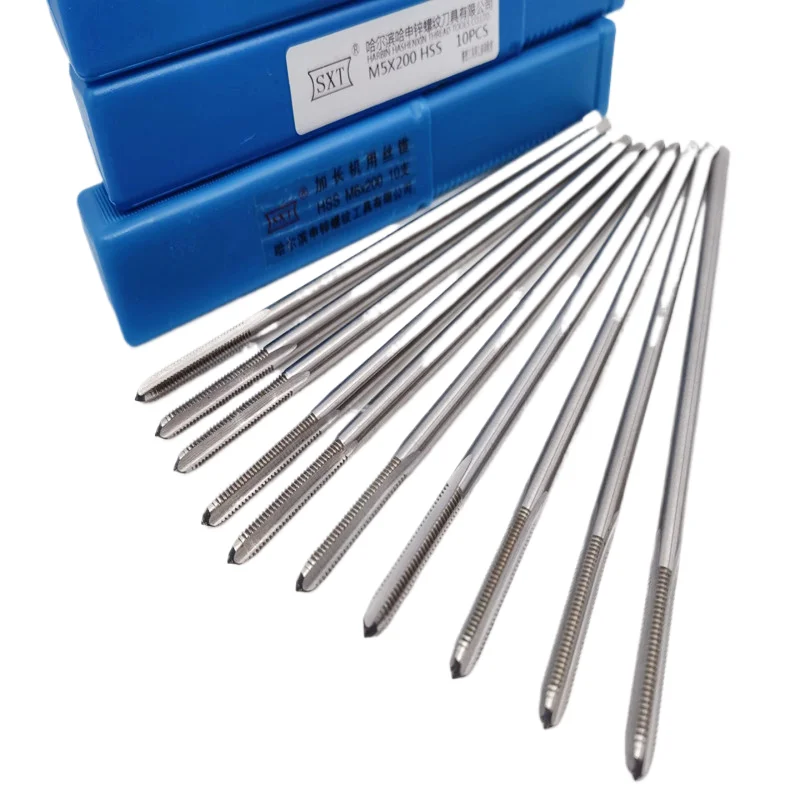 Used for processing internal thread tapping toolsW6542 HSS extended 100/200/300mm straight groove machine tap M2~M13