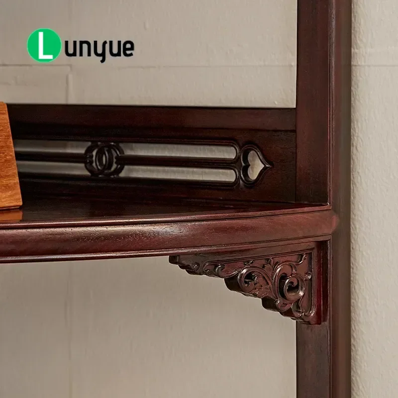 Mahogany Chinese Shelf African Lobular Red Sandalwood Bookshelf Side Storage Rack Duobao Pavilion Display Stand for Living