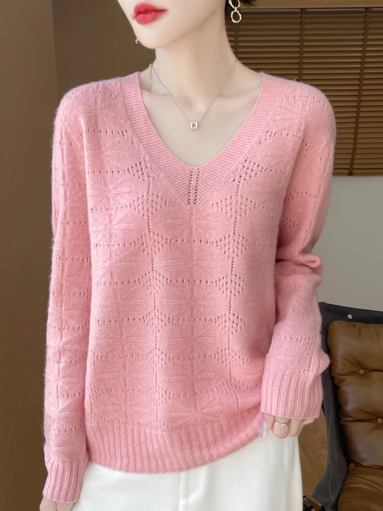 

Шикарные женские пуловеры с v-образным вырезом, однотонные базовые мягкие теплые повседневные свободные осенне-зимние свитера из 100% мериносовой шерсти