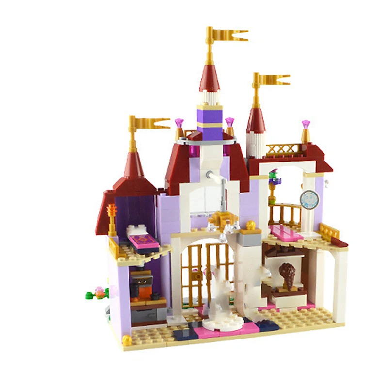 New Friends Beauty And The Beast Princess Belle\'s Enchanted Castle Building Blocks Girl Kids Model Toys