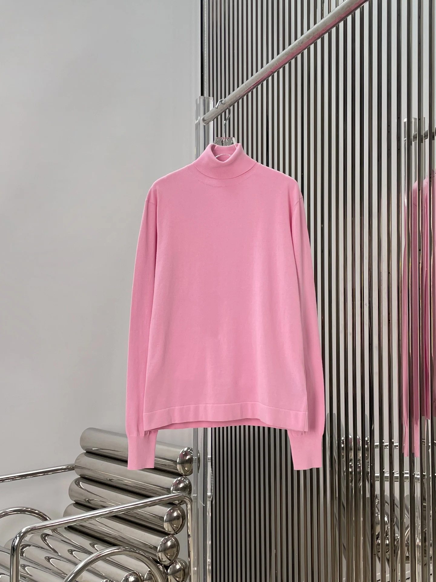 

Женский вязаный топ Ele Pink с высоким воротником и длинными рукавами, простой, элегантный, универсальный, для весеннего гардероба.