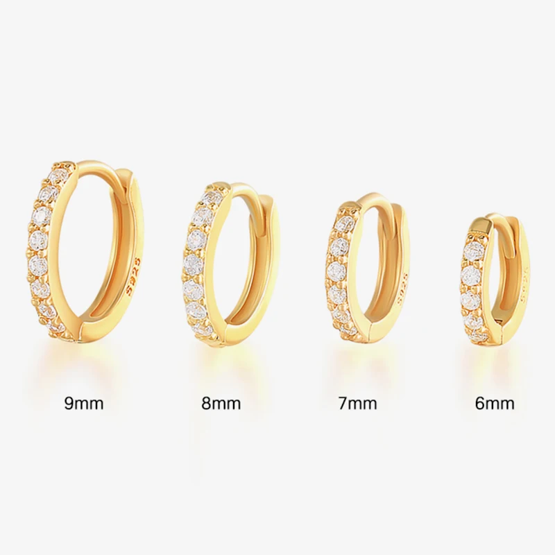 MC 6/7/8/9mm S925 Sterling Silver Round Zircon Hoop Earrings 2022 Trend Earrings Jewelry For Women Girl Gift Aros Colores Joyero