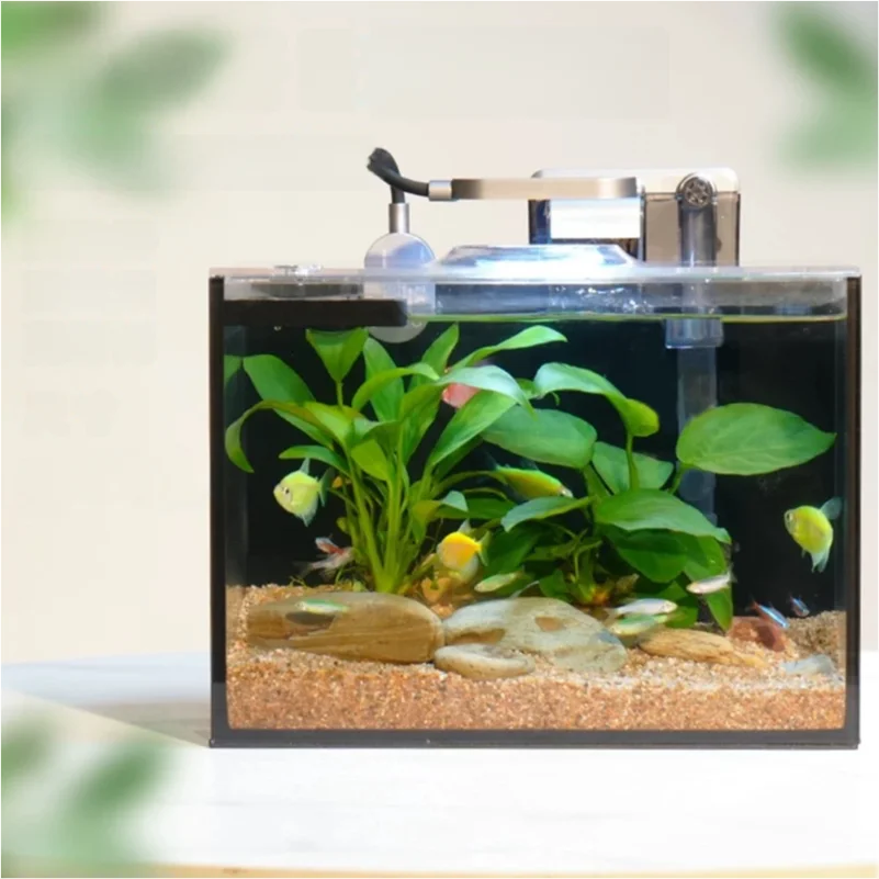

Ultra-clear Glass Desktop PLUS Version Aquarium Fish tank with Lid Desktop Fish tank Free of Water Change Aquarium tank