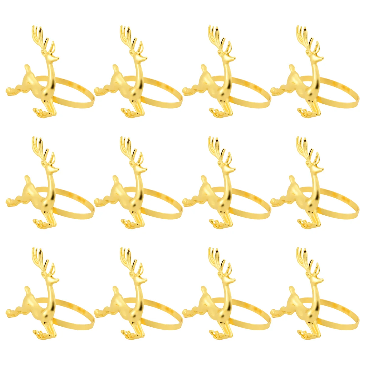 12Pcs Christmas Deer Napkin Rings Gold Alloy Napkin Buckle Napkin Ring Holder Hotel Restaurant Wedding Dinner Table Decoration