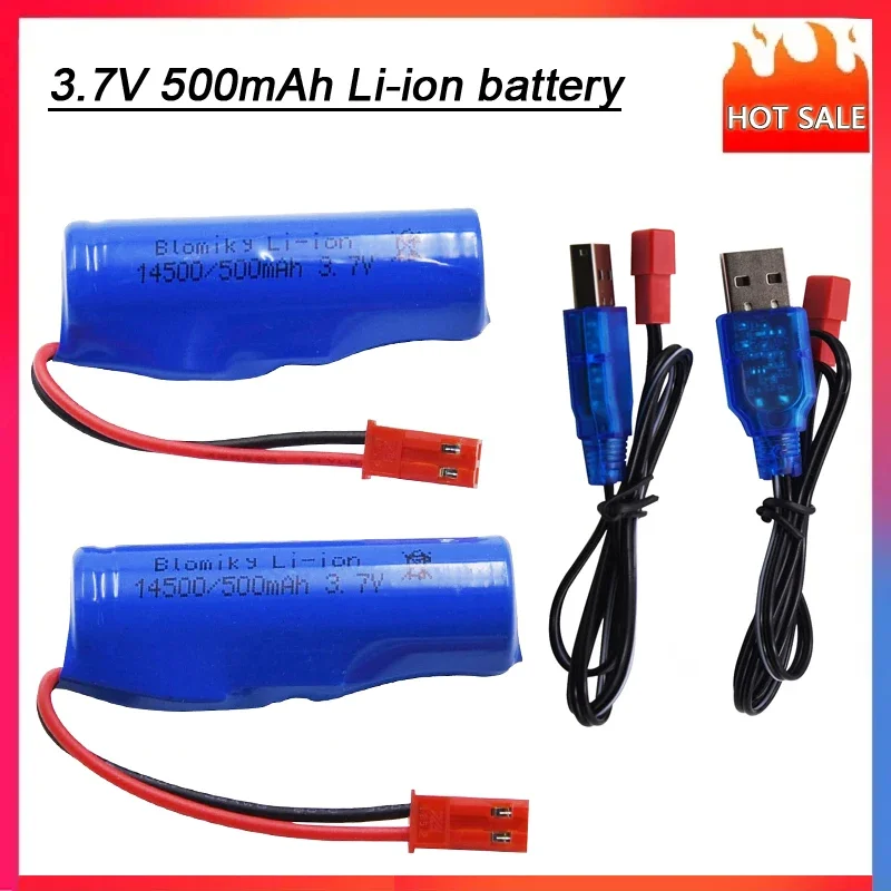 3.7V 500mAh 14500 akumulator litowo-jonowy wtyczka JST i kabel do ładowarki USB do samochodów budowlanych Huina 1337 1338 RC 1337