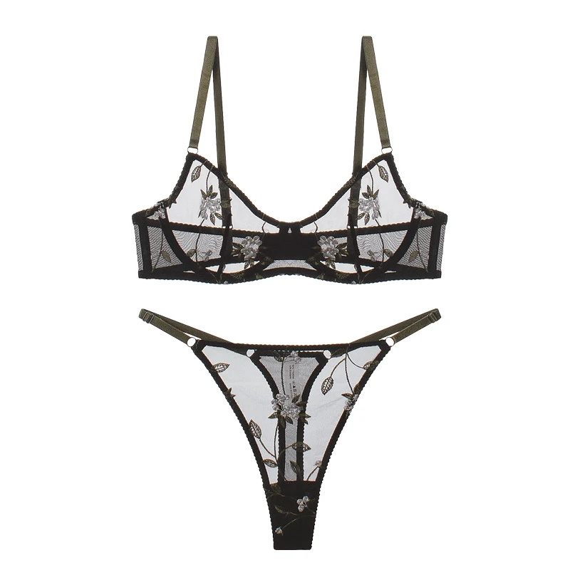 "Perfume Lily" underwear bra sets women lace lingerie set female sense of thin steel ring girls bras image 6