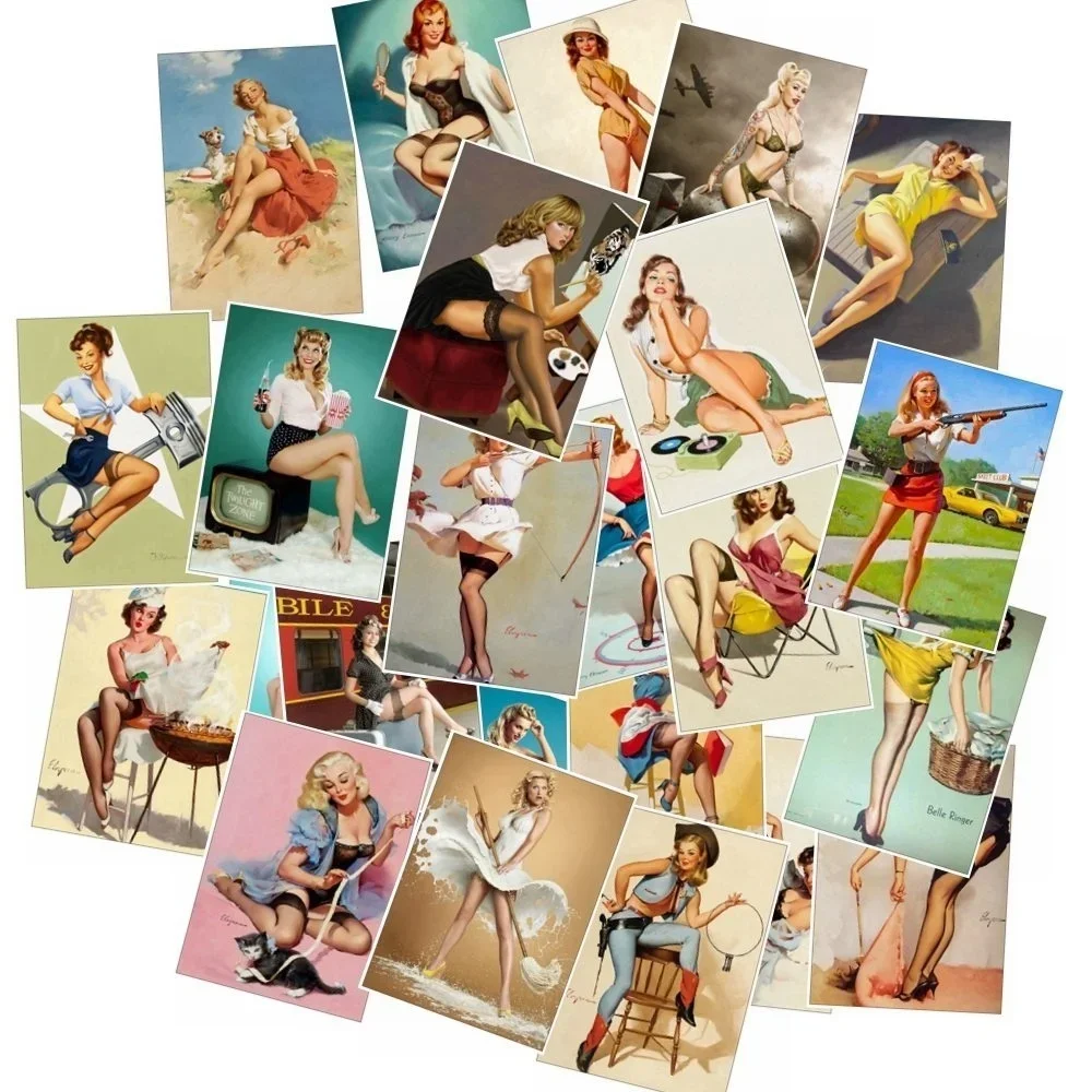 25Pcs / Pack World War II Pin-up Girls Stickers Sexy Girl Sticker for Laptop Luggage Refrigerator Skateboard