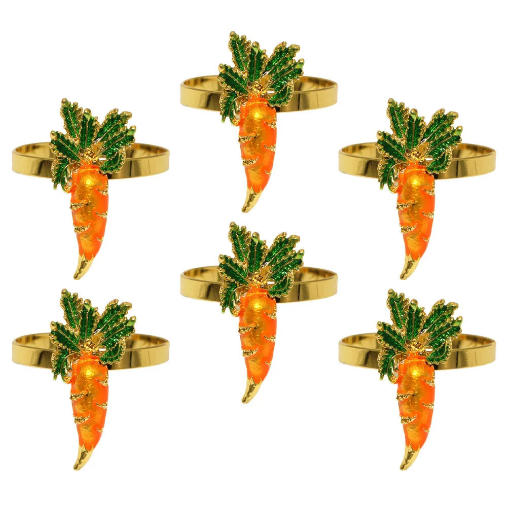 

6Pcs Carrot Easter Napkin Rings Metal Napkin Buckles Decorative Holders for Dining Table Party Hotel Restaurant