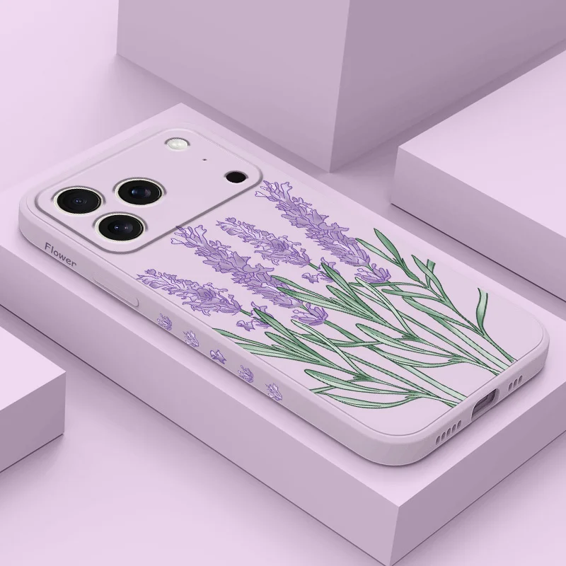 

Elegant Lavender Phone Case For iPhone 17 Air 16 16e 15 14 13 Plus Pro Max Mini Liquid Silicone Cover