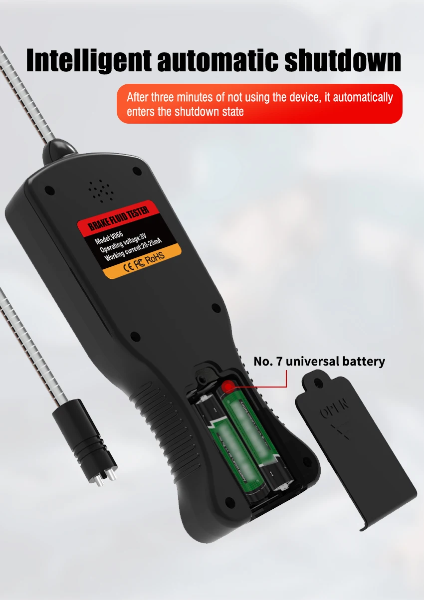 

Factory Newest Design Automobile Brake Fluid Diagnostic Tool for DOT3 DOT4 DOT5.1 Accurate Oil Quality Check Brake Oil Tester