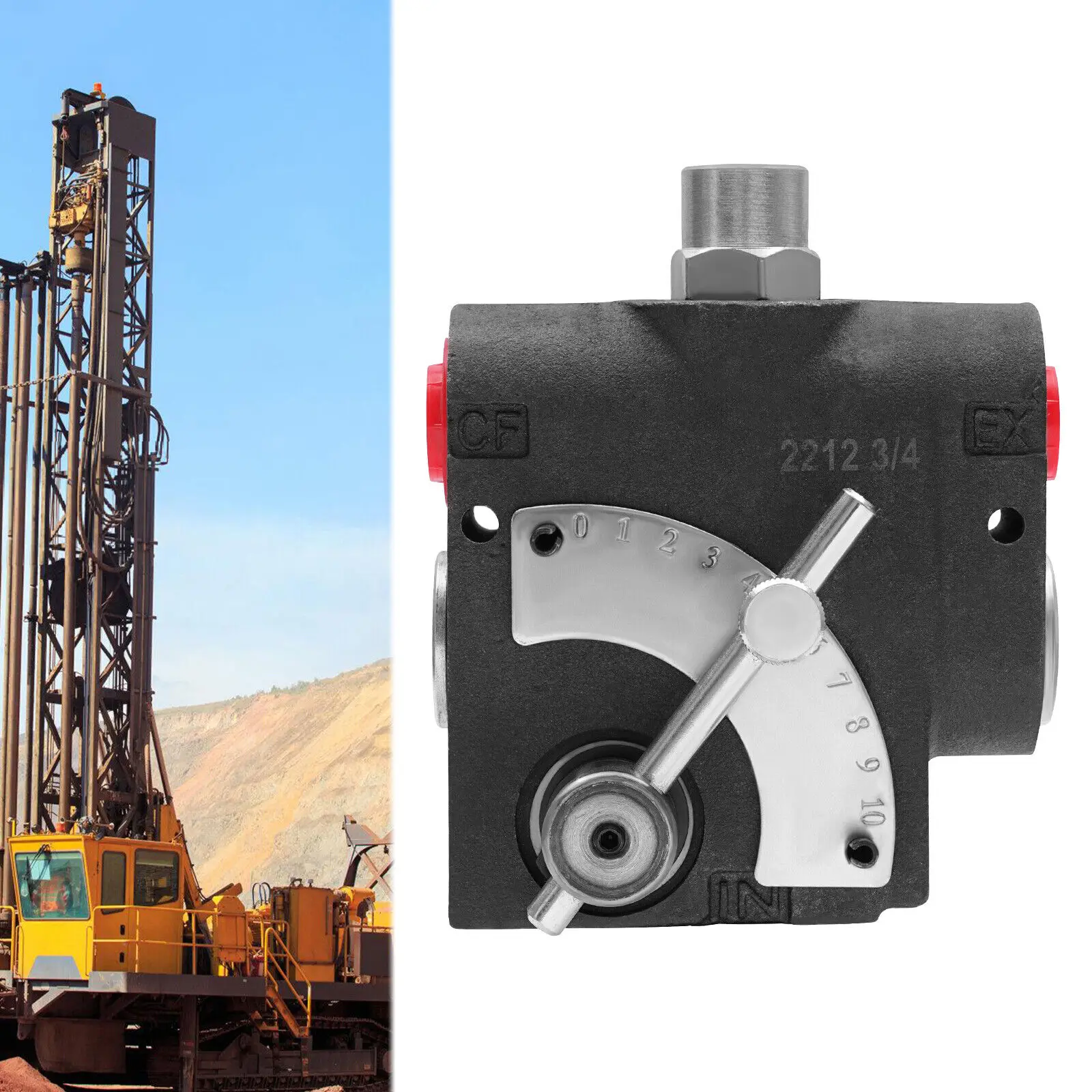 Flow Rate 30.38Gal/min Hydraulic Adjustable Variable Flow Control Valve 0-30 GPM 3/4'' NPT 3000PSI