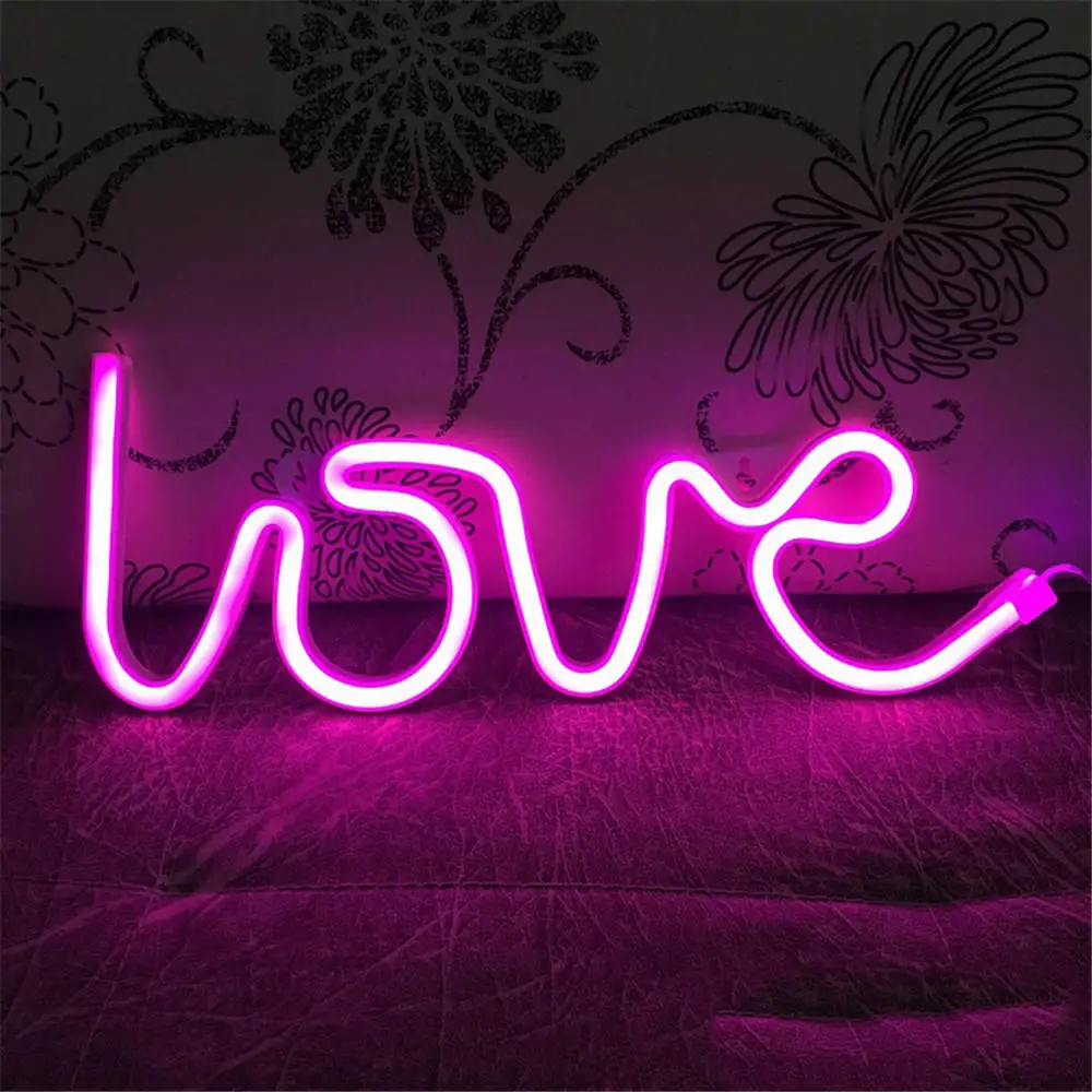 Heart Neon Sign Battery and USB Dual Powered LED Light for Party Home Decoration Table Lamp Wall Decoration Valentine\'s Day Gift