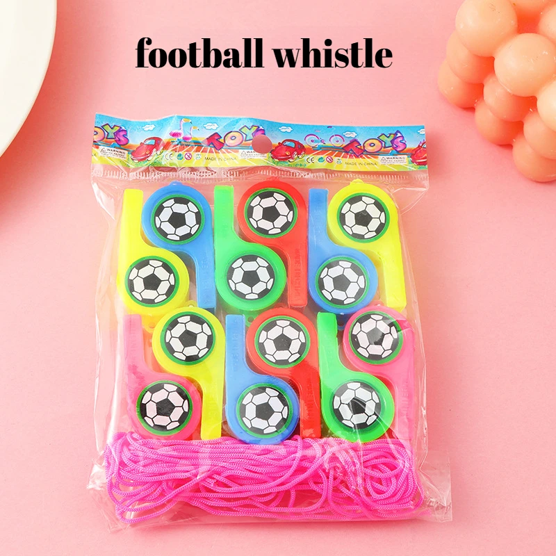 12Pc Colorful Football Whistles Noise Maker Toy for Kids Boy Sports Soccer Theme Birthday Party Favors Baby Shower Pinata Filler