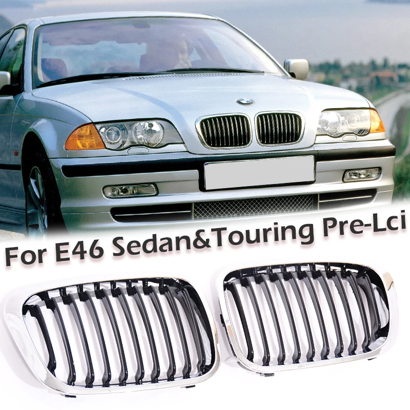 

Single Slat Gloss Matte Black Chrome M Color Grille Grill For BMW 3 Series E46 4 Door Sedan Saloon Touring 330i 320i 325i 328i