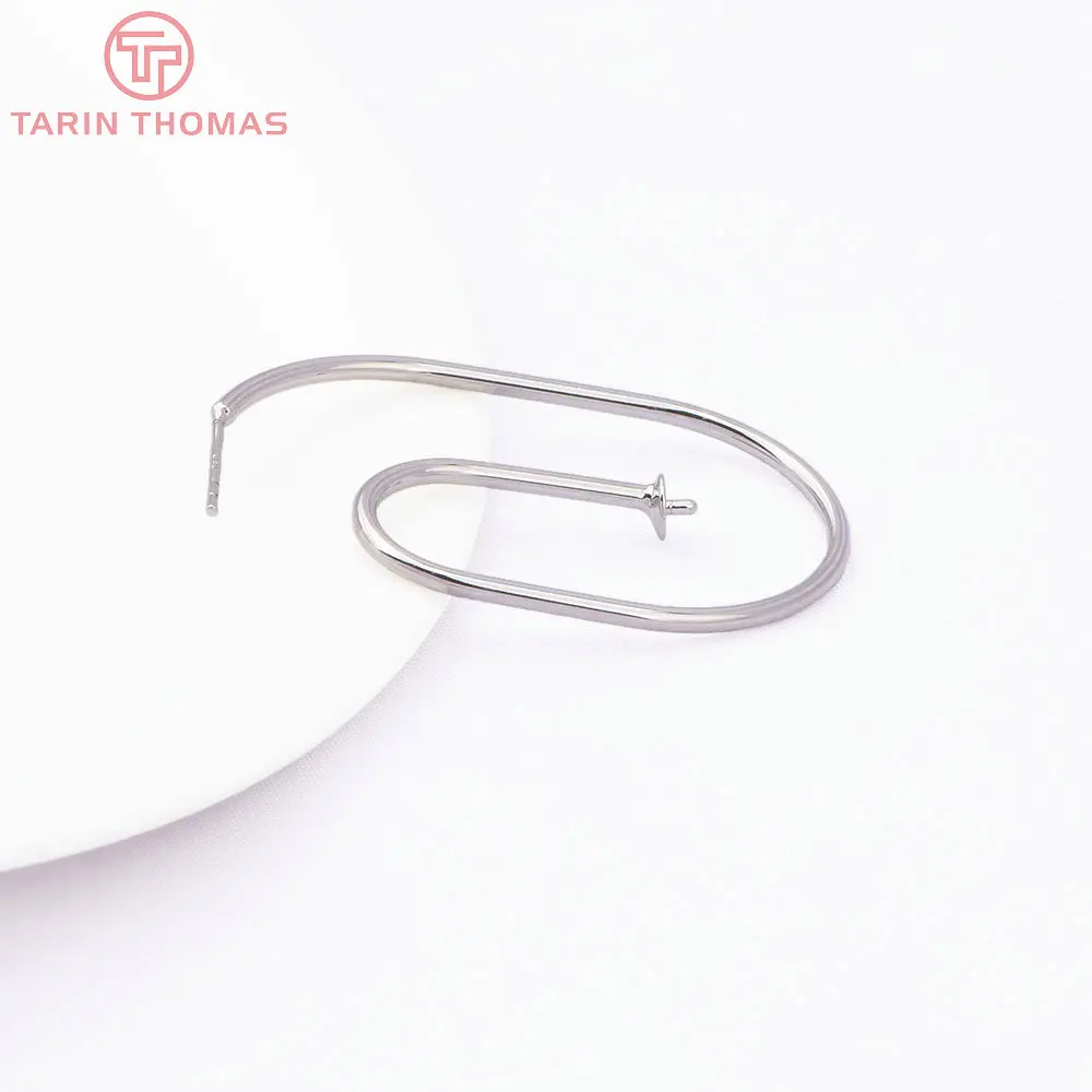 (2297)6PCS 39MM 24K Gold Color Plated Brass Bend Stud Earring Jewerly Making Diy Jewelry Findings Accessories Wholesales