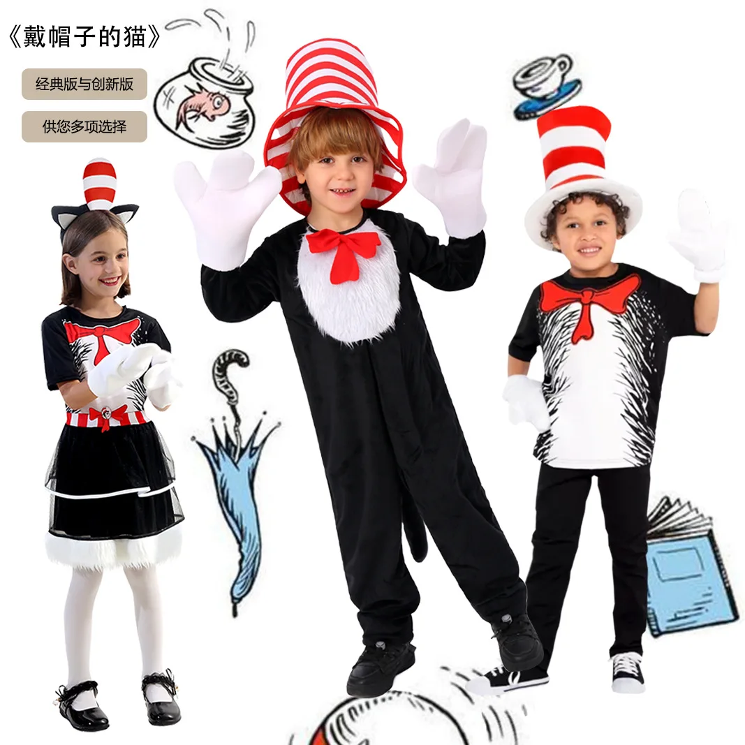 

Halloween Children's Performance Costume - The Cat In The Hat (stage Play Cosplay Costume)