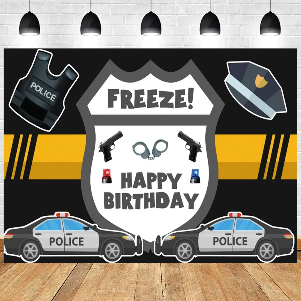 Police Main Theme Background Decoration Night Time Cruise Car City Police Uniform Man School Day School Picture Tower Props