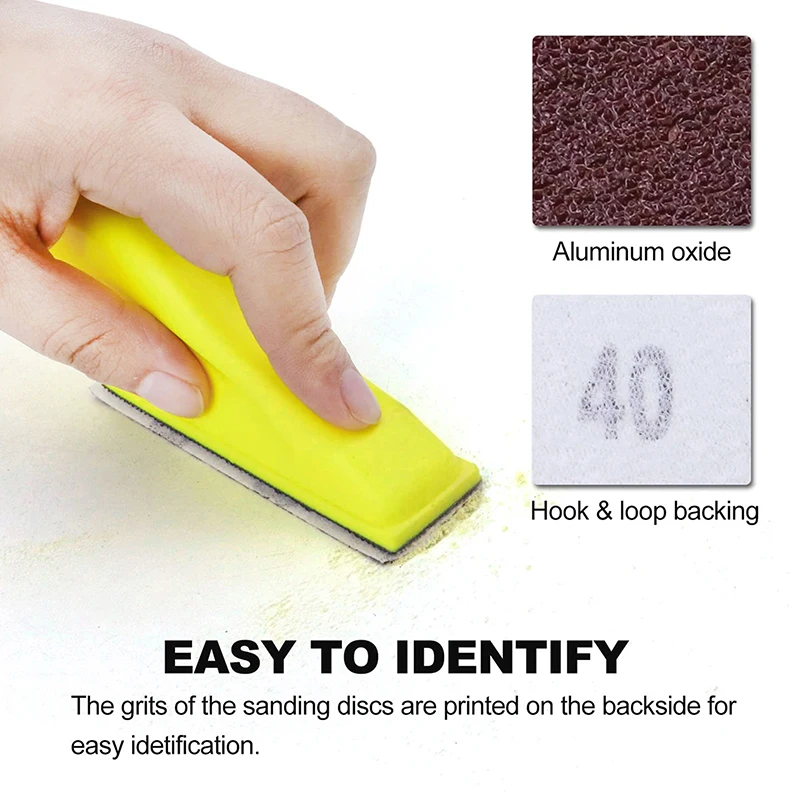 필수 3.5x1인치 미니 사포 세트 - 40/80/120/180/240/400/600 그릿 및 훅앤루프 블록 71개