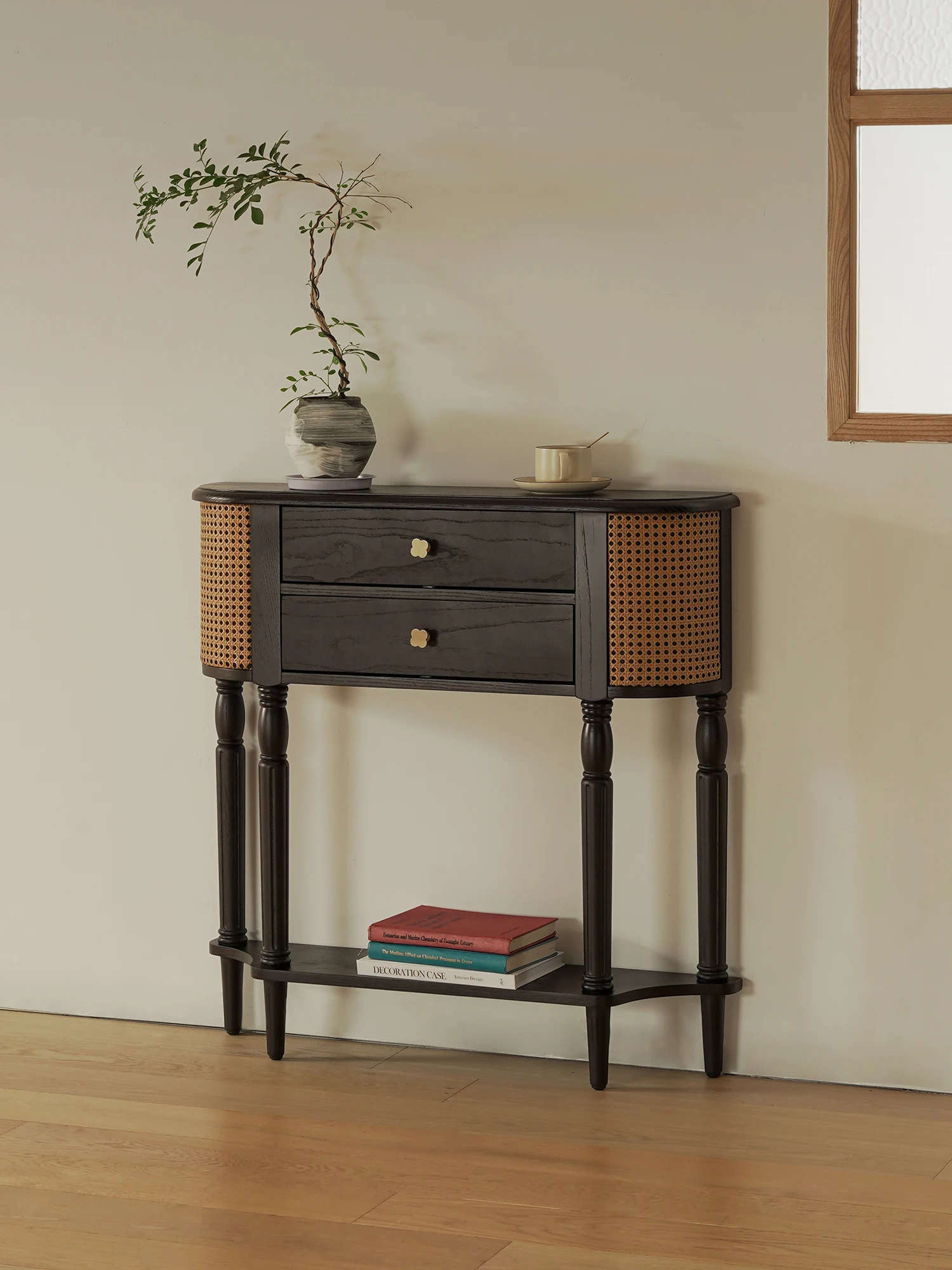 

Ltt solid wood entrance cabinet French retro small side cabinet living room decoration display entrance desk