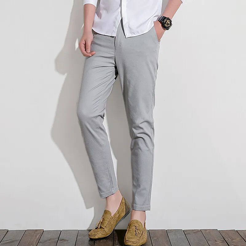 Pantalon décontracté élastique pour hommes, bouton épissé, poche zippée, coupe couvertes, petits pieds, document simple et solide, mode automne et hiver