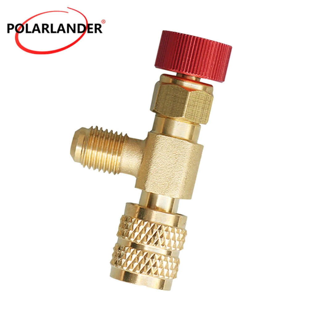 HVAC R410A Refrigerant Charging Flow Control Valve 1/4''-5/16'' Brass Air Conditioning Fitting