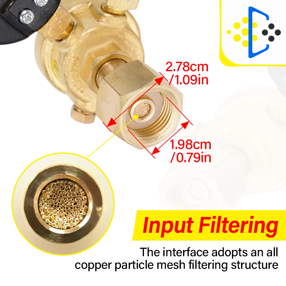 Mini Argon CO2 Gas Bottle Pressure Regulator Reducer MIG TIG Welding Flow Meter Gauge W21.8 1/4 Thread 0-20 mpa Regulator Valve