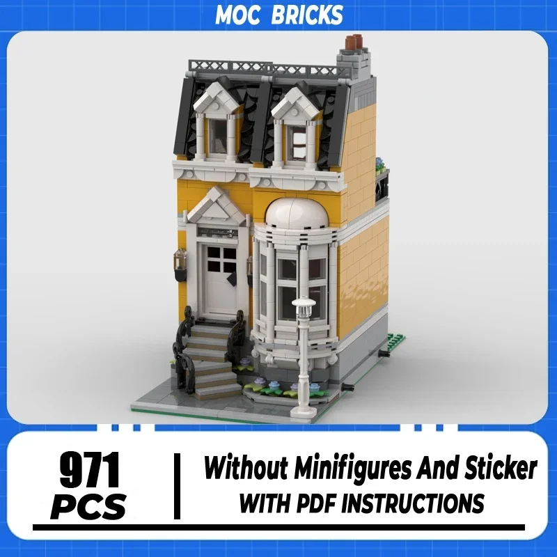 Moc Building Bricks Town House  Modular Model Technology Block City Street View Blocks Toy DIY Assembly Christmas Gift