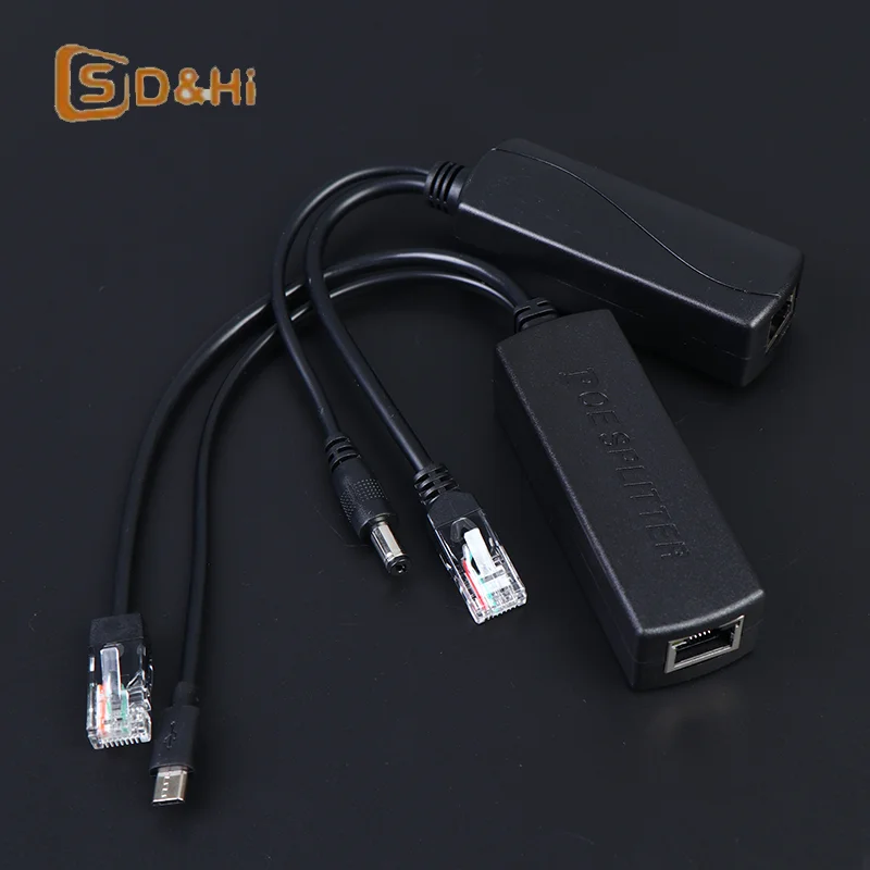 100M Ethernet POE Adapter, DC48V to 5V Micro USB Splitter for IP Camera Supply Unit