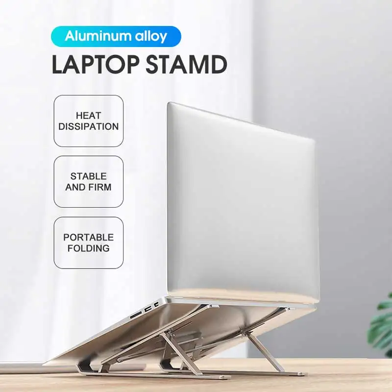 Portable Laptop Stand Aluminium Foldable notebook Stand Compatible with 10 to 15.6 Inches Laptops For Macbook Lenovo DELL