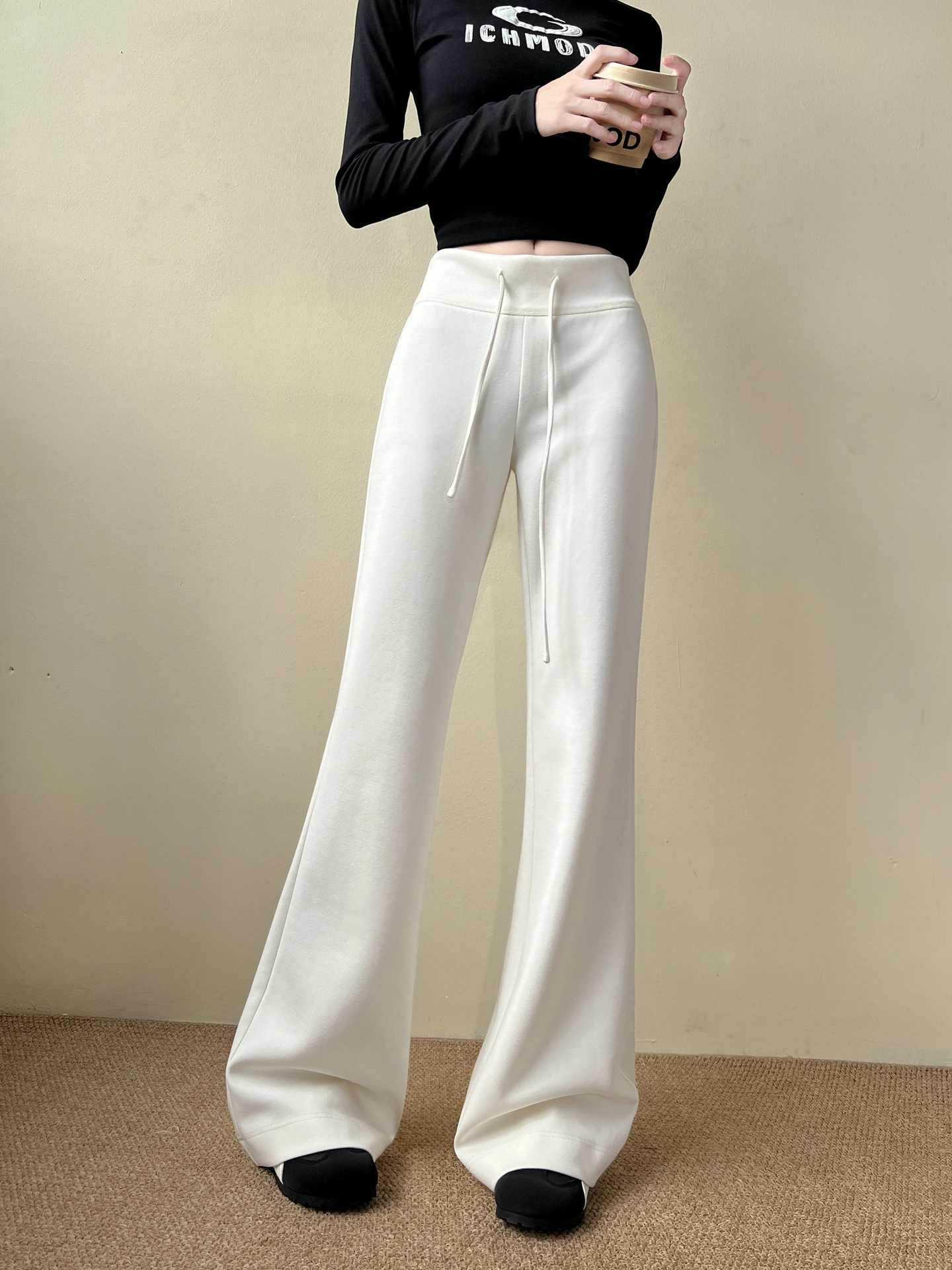 

Облегающие брюки для йоги с высокой талией, женские осенне-зимние брюки Faion Spor, расклешенные повседневные брюки бежевого цвета