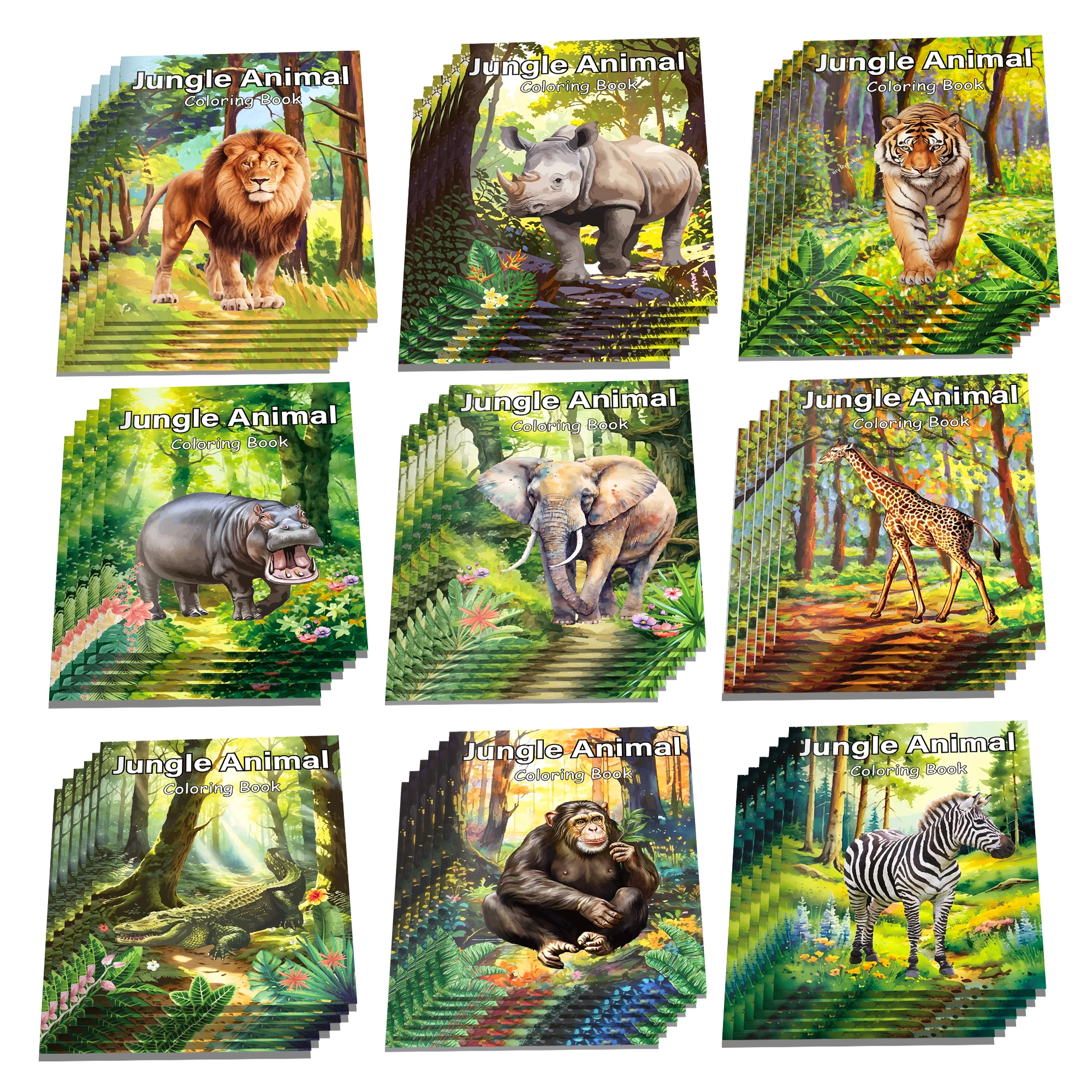 

9 шт., книжки-раскраски с дикими животными джунглей, граффити, книга для рисования для детей, подарки, блокнот для рисования на день рождения