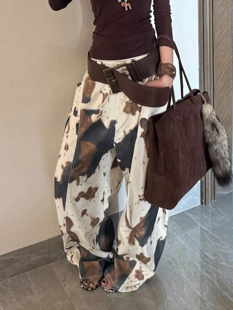 

Свободные джинсовые джинсы American Sle, женские винтажные широкие брюки длиной до пола с завышенной талией в стиле ретро, застежка-молния с высокой талией