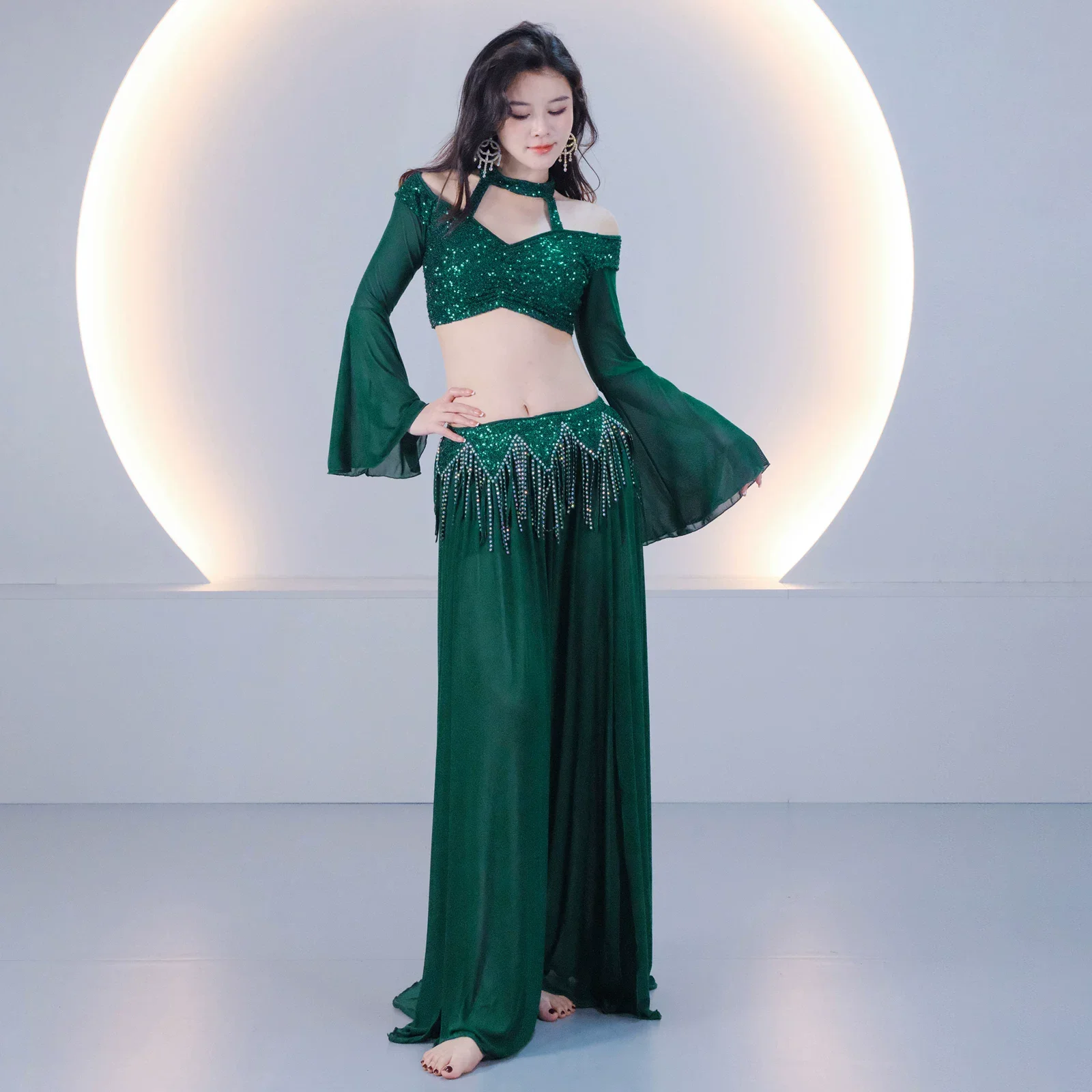 women-elegant-belly-dance-class-uniform-shiny-sequins-costume-halter-top-tassel-long-skirt-group-performance-outfits-shimmy-belt