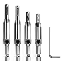 A96I-3/8 Inch Pocket Hole Drill Bit With Depth Stop Collar With 5 PCS Self Centering Hinge Tapper Core Drill Bit Set