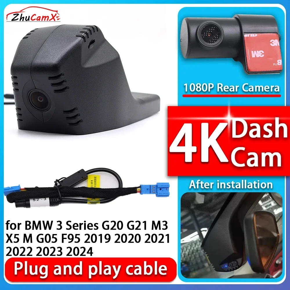 ZhuCamX 4K 2160P Plug and Play DVR Dash Cam Video Night Vision for BMW 3 Series G20 G21 M3 X5 M G05 F95 2019 2020 2021 2022 2023