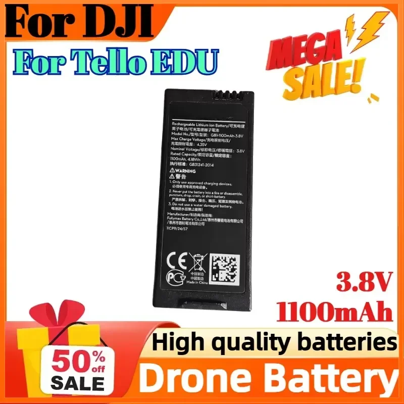 3.8V 1100mAh Drone Battery for DJI for Tello EDU Drone Model Modification with Capacity Battery Cells