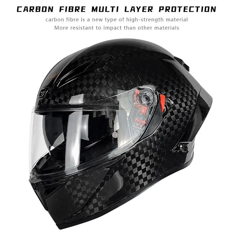 DOT Full Face Motorcycle Helmet Carbon Fiber Dual Visor Professional Racing Casco Moto For Men Aerodynamic Street Riding Gear