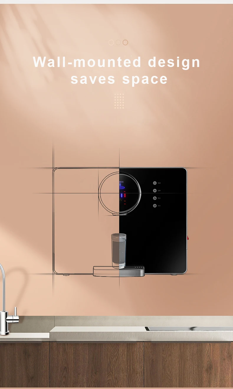 ครัวบ้านใหม่ล่าสุด Ro/ร้อนและเย็นบรรจุขวดติดผนังน้ำร้อนสแตนเลส Dispenser 5ขั้นตอน