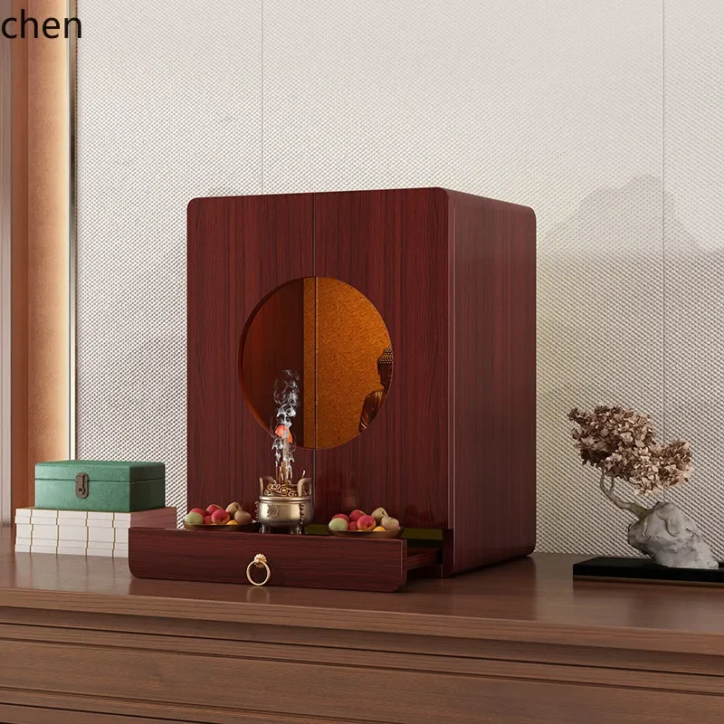 r5.21 solid wood wall-mounted buddhist shrine altar table for home use, buddha altar shrine statue offering table, worship table