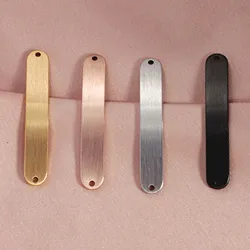 5PCS Stainless Steel Bend Plate Blank To Record 2 Hole Metal Rectangle Tag Charm Connector For Bracelet Matte Surface Wholesale