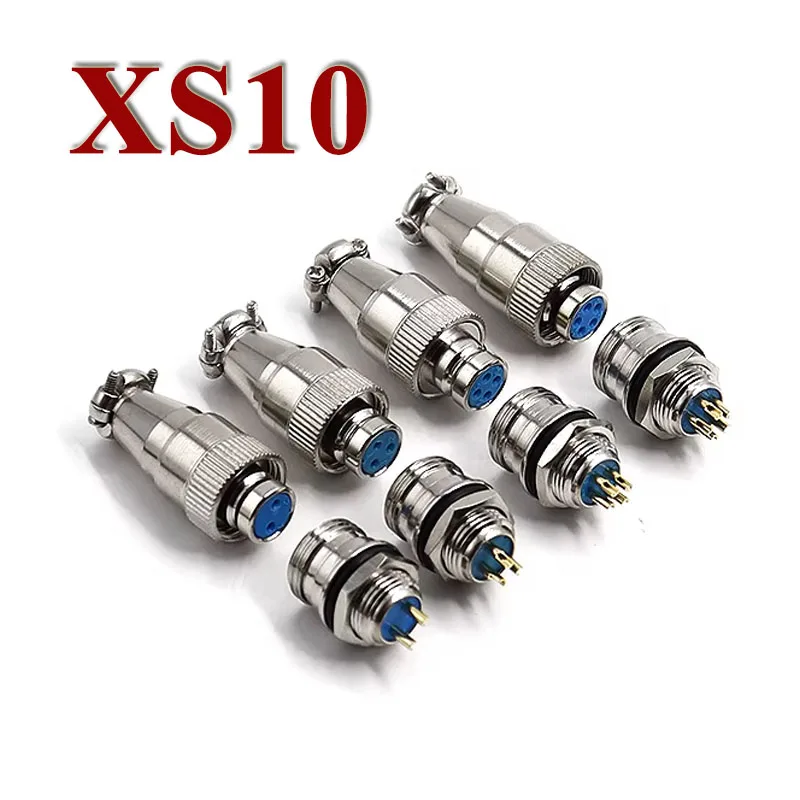 XS10 2/3/4/5 Pin Aviation Plug Panel Socket XS10 2pin 3pin 4pin 5 Pin Fast Self-locking Male Female Plug Cable Connector