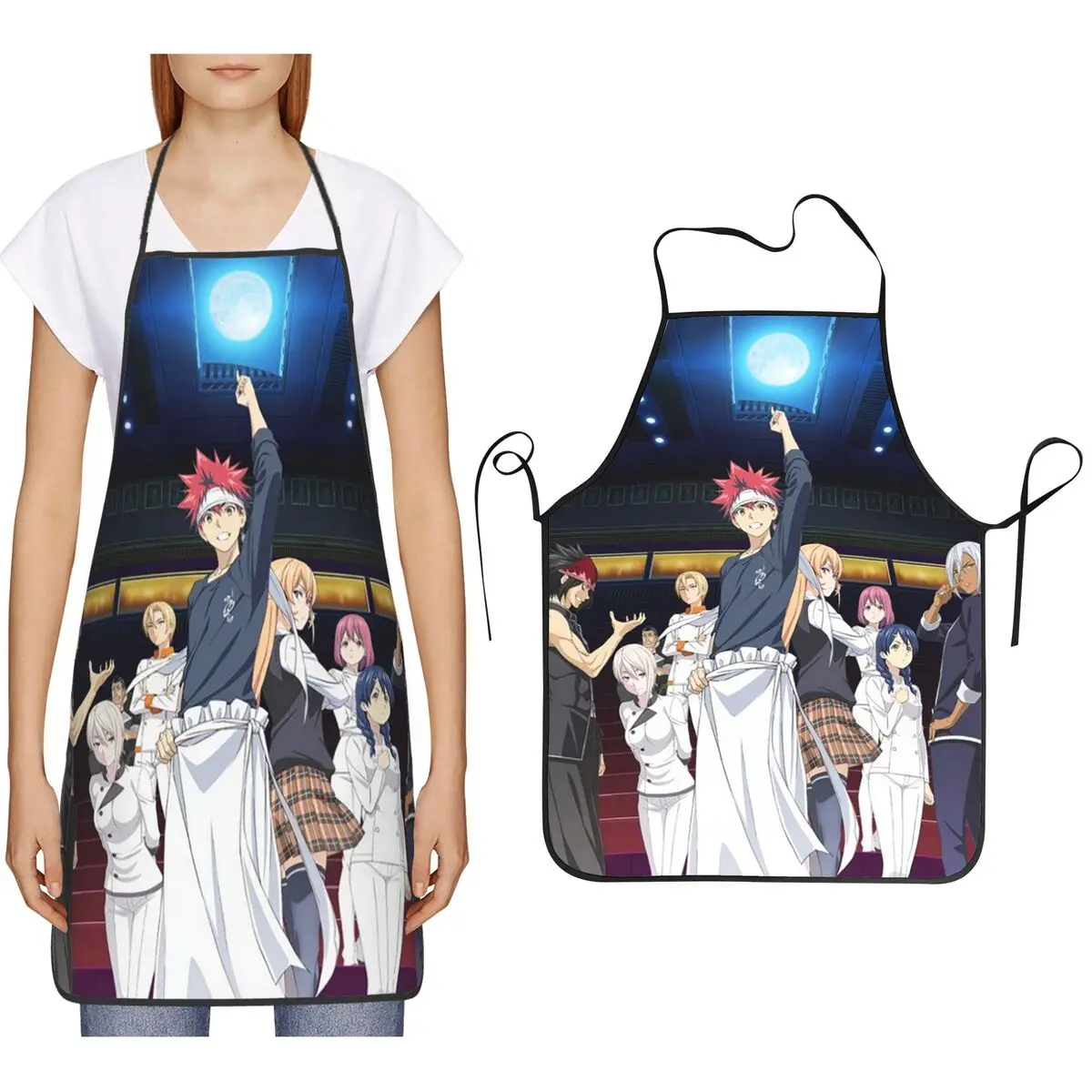 Delantal de Anime Food Wars Shokugeki No Soma, Chef, cocina, hornear, babero impermeable, delantal de limpieza de cocina para mujeres y hombres