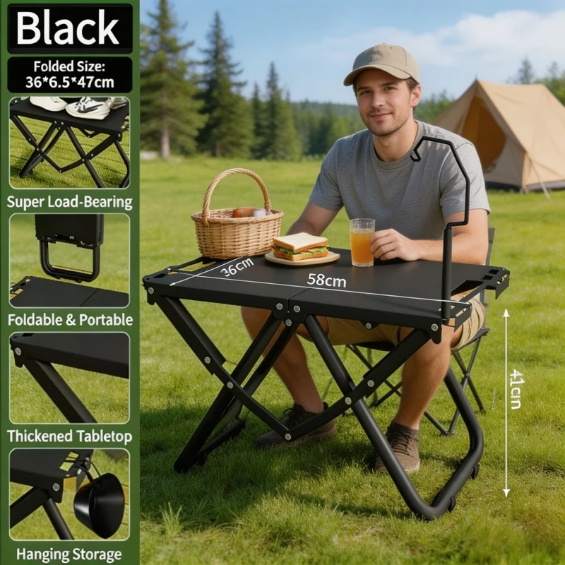 

Folding Outdoor Dining Table Portable Stainless Steel Compact Design for Camping Beach BBQ Hiking Picnic Use