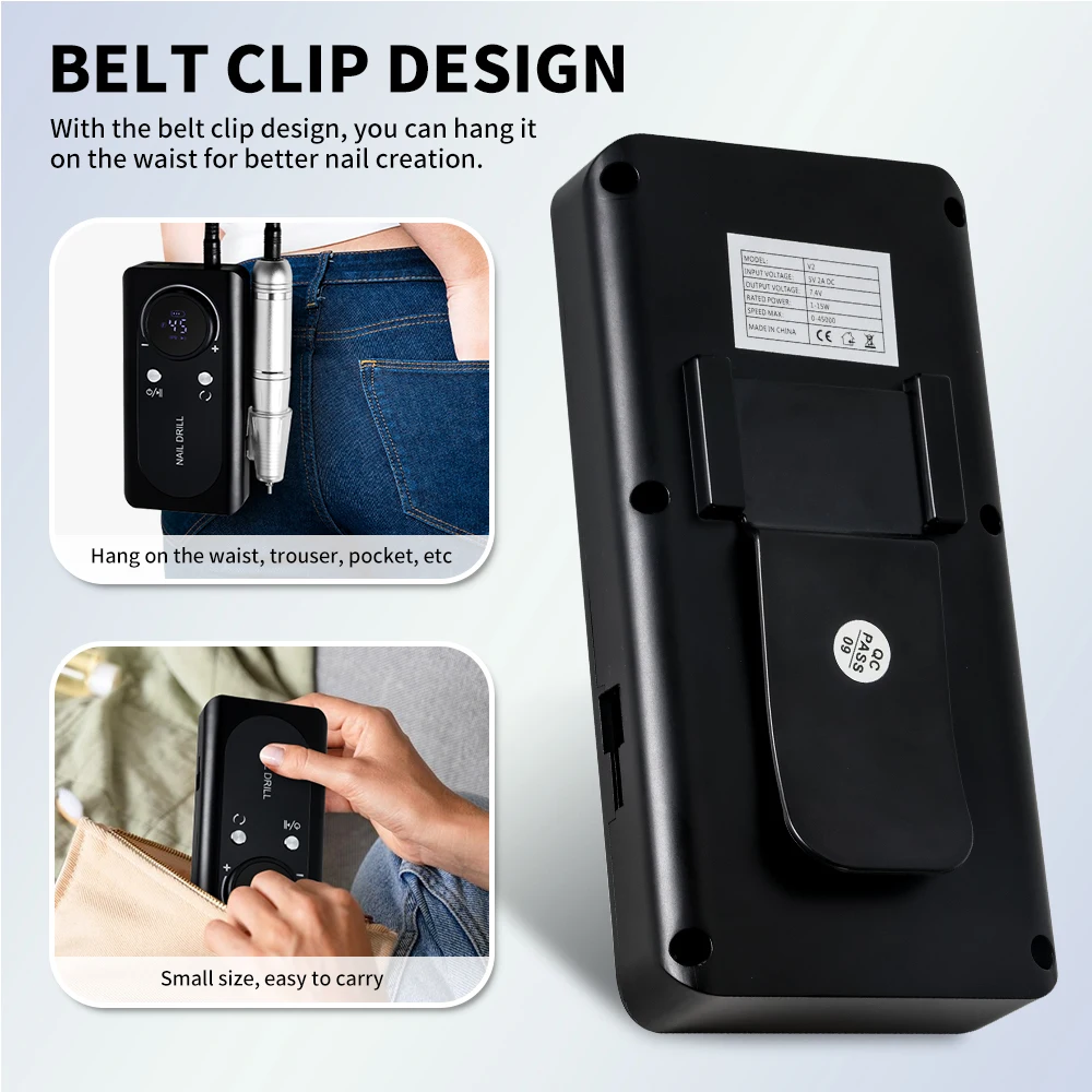 45000 RPM Elektrische Nagelboor Bestand Oplaadbare Elektrische Nagelpolijstmachine voor Acryl Gel Dip Poeder Manicure Pedicure Tool