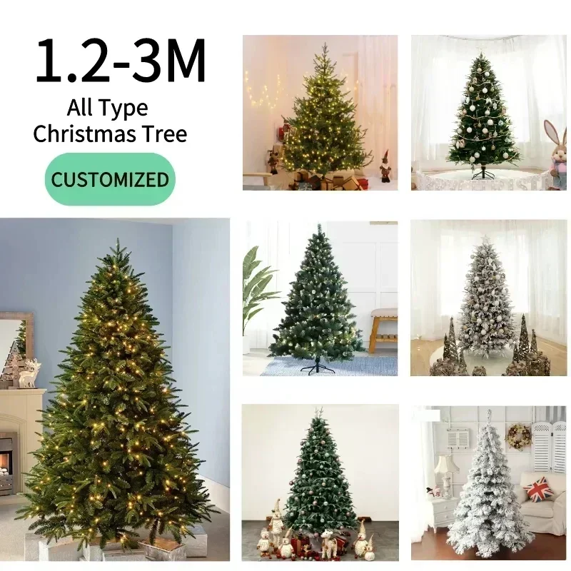 

0.9M-2.7M Large Artificial Luxury Encrypted Christmas Tree Green White Snow Xmas Tree PVC/PE Tree Indoor Outdoor Decoration