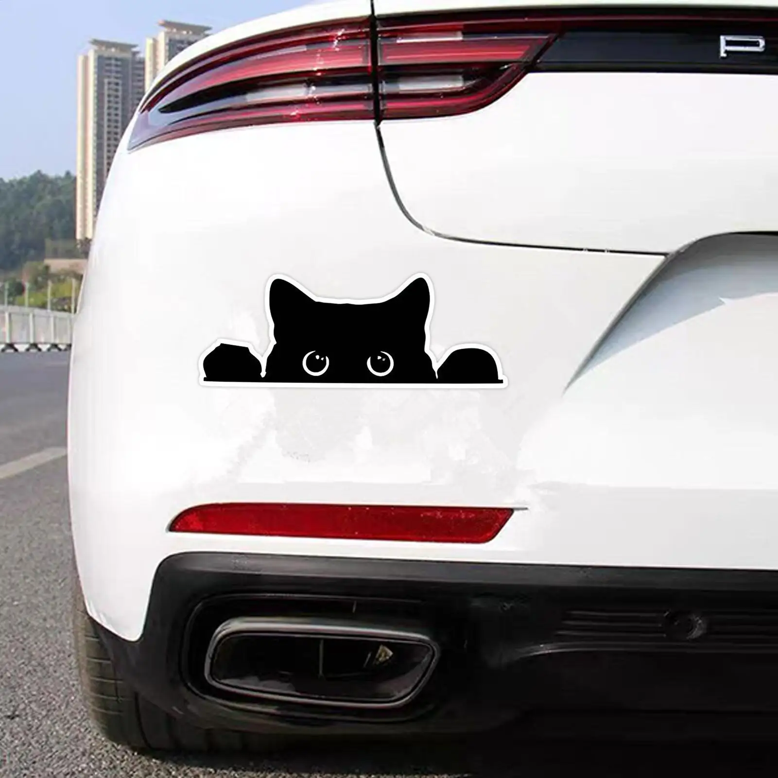 Black Cat Car Stickers Peeking Cat Waterproof Stickers Removable Black Cat Stickers For Bumpers Helmets Laptops Suitcases