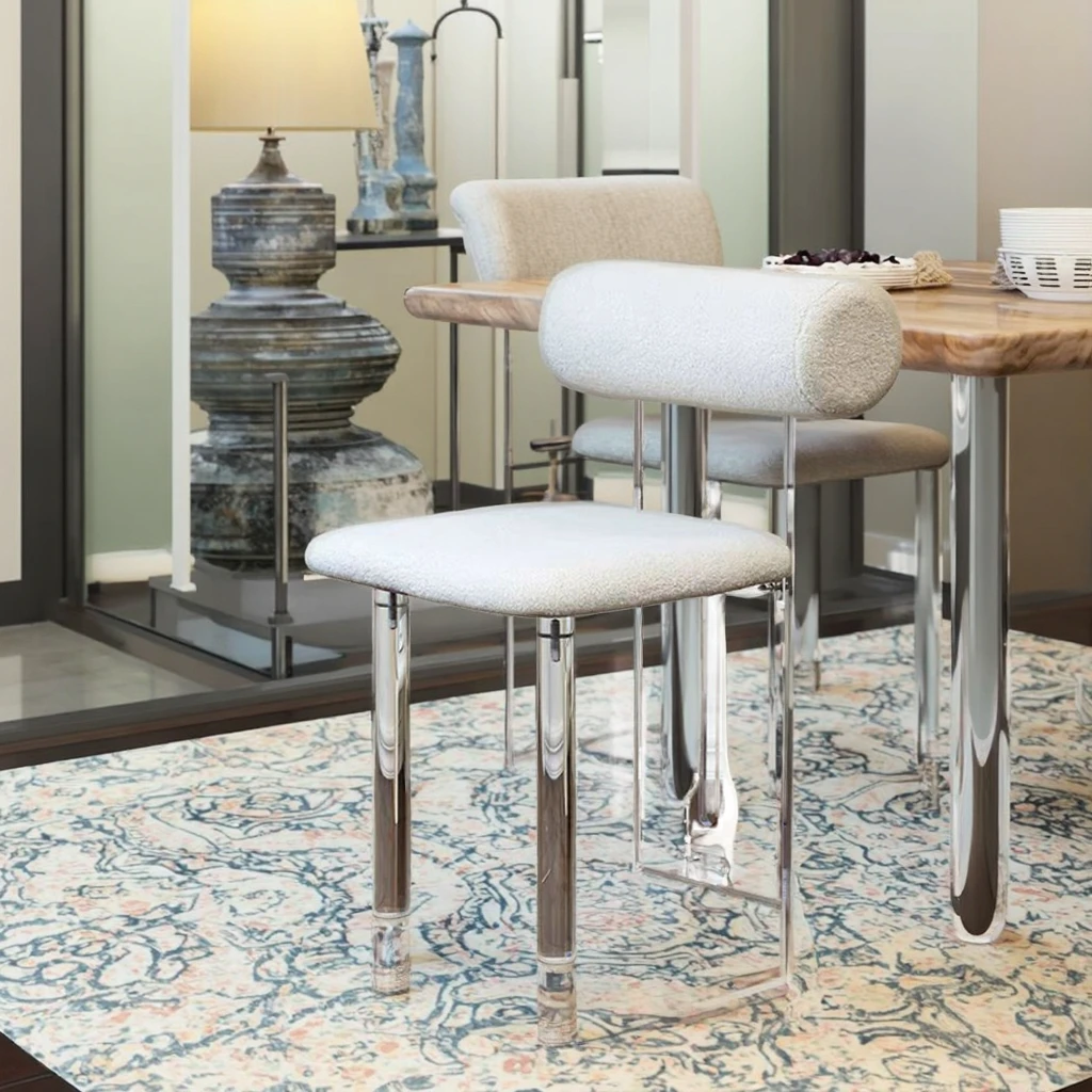 #Modern Clear Acrylic Transparent Chair For Home Living Room Simple Leisure Dining Chair Hotel Bathroom Villa Hospital