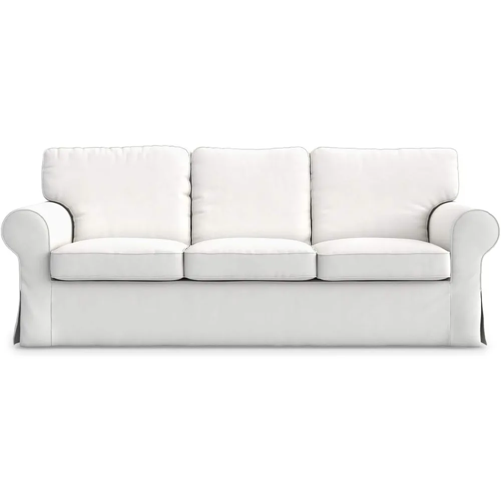 Cotton Ektorp 3 Seat Sofa Cover Slipcover Replacement Made for The IKEA Ektorp 3 Seat Sofa Cover(Cotton White)-Does NOT fit Ekt