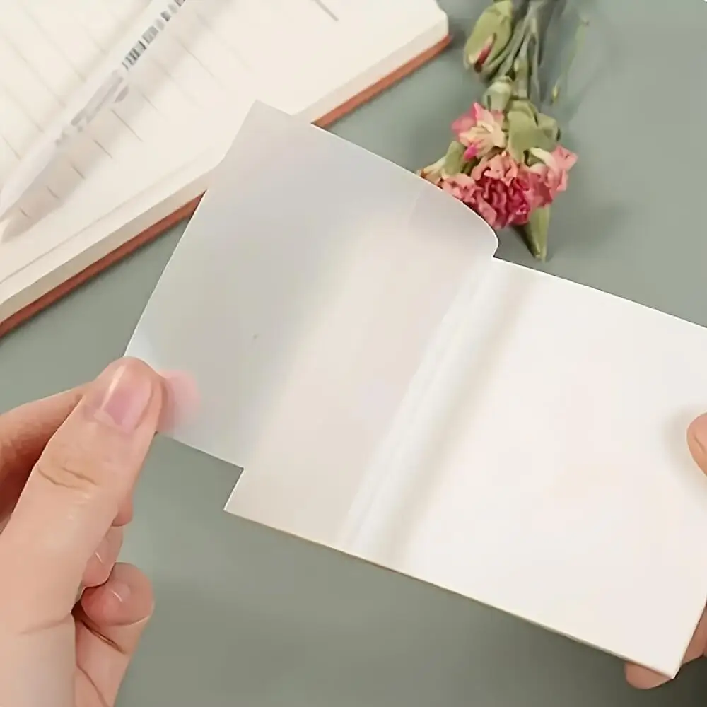 100 Transparent Sticky Notes Square Self-Adhesive Pads For Journal Book Annotation School Office Supplies