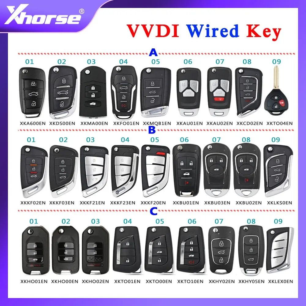 

XHORSE VVDI Wire Remote Key XKDS00EN XKFO01EN XKMQB1EN XKKF02EN XKTO10EN XKA600EN XNMA00EN XKTO04EN XKHY05EN XKHO00EN XKAU02EN